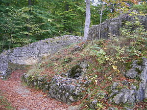 Burg Alt-Lichtenstein – Ansicht der Kernburg mit der Zisterne