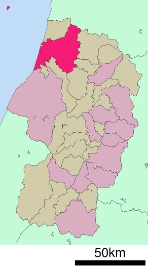 Lage Sakatas in der Präfektur