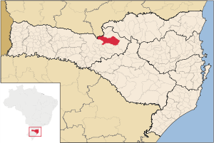 Lagekarte für Caçador im Bundesstaat Santa Catarina