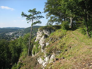 Vorderer Gipfel des Schlossfelsens, auf dem vermutlich der Burgturm stand