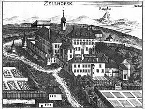Schloss Zellhof um 1674, Stich von G.M.Vischer