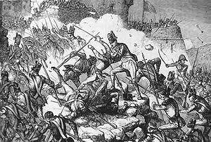 Britische Infanterie stürmt die Festung Ciudad Rodrigo
