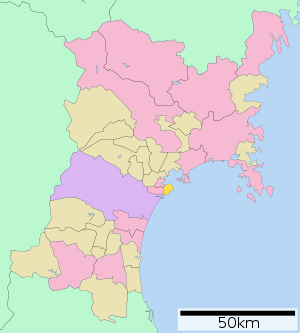 Lage Shichigahamas in der Präfektur