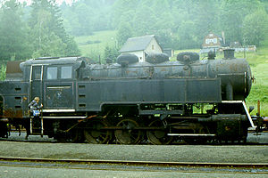 Baugleiche Werklokomotive auf einer Ausstellung in Kořenov (1984)