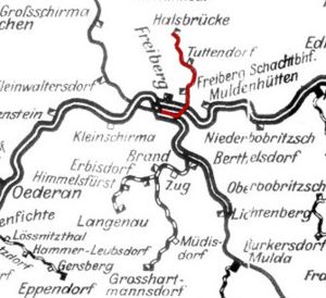 Strecke der Bahnstrecke Freiberg–Halsbrücke