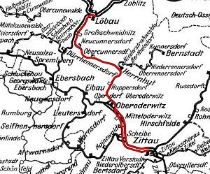 Strecke der Bahnstrecke Löbau–Zittau