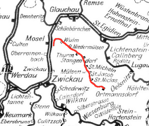 Ausschnitt der Streckenkarte Sachsen (1902)