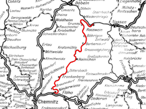Strecke der Bahnstrecke Roßwein–Niederwiesa