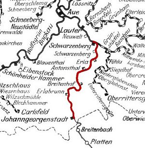 Strecke der Bahnstrecke Schwarzenberg–Johanngeorgenstadt