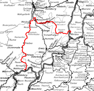 Strecke der Bahnstrecke Werdau–Weida–Mehltheuer
