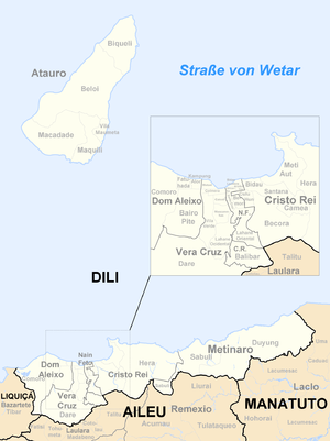 Der Suco Comoro liegt im Westen des Subdistrikts Dom Aleixo. Der Ort Comoro befindet sich am Flughafen Dilis.