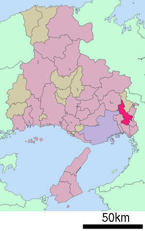 Lage Takarazukas in der Präfektur