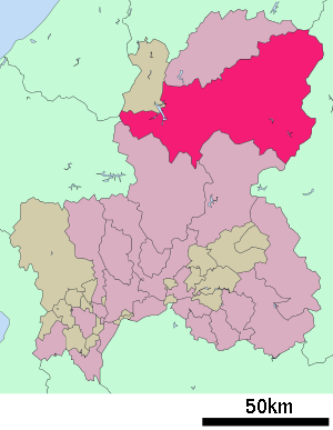 Lage Takayamas in der Präfektur