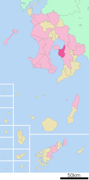 Lage Tarumizus in der Präfektur