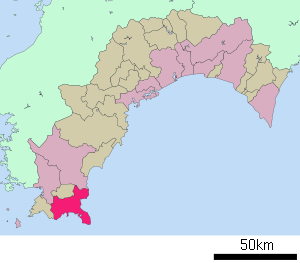 Lage Tosashimizus in der Präfektur