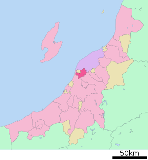 Lage Tsubames in der Präfektur