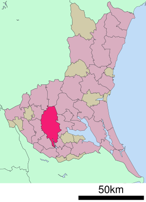 Lage Tsukubas in der Präfektur