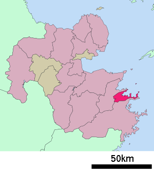 Lage Tsukumis in der Präfektur