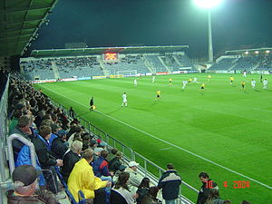 Das Městský fotbalový stadion in Uherské Hradiště
