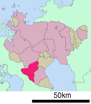 Lage Ureshinos in der Präfektur