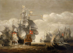 Die Seeschlacht vor LowestoftGemälde von Hendrik van Minderhout