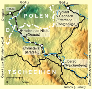 Strecke der Bahnstrecke Zittau–Liberec
