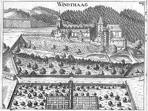 Die Burg und das Schloss um 1674, Kupferstich von G.M.Vischer