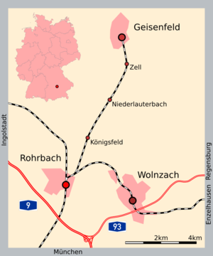 Strecke der Bahnstrecke Wolnzach–Geisenfeld
