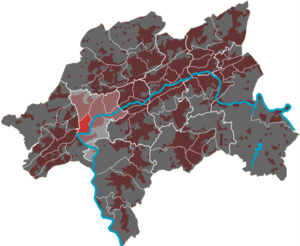 Lage Sonnborns im Stadtbezirk Elberfeld-West