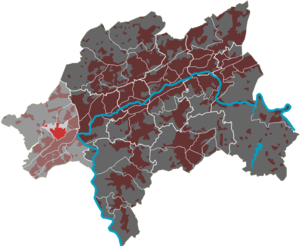Lage des Quartiers Tesche im Stadtbezirk Vohwinkel