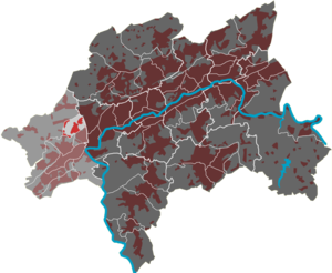 Lage des Quartiers Lüntenbeck im Stadtbezirk Vohwinkel