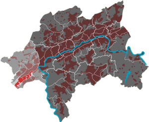 Lage des Quartiers Westring im Stadtbezirk Vohwinkel