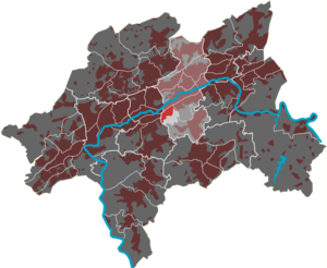 Lage des Quartiers Hesselnberg im Stadtbezirk Barmen