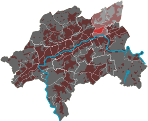 Lage des Quartiers Wichlinghausen-Süd im Stadtbezirk Oberbarmen