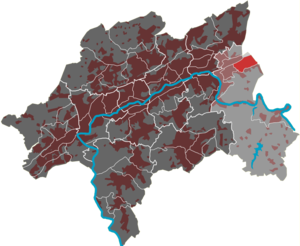 Lage des Quartiers Fleute im Stadtbezirk Langerfeld-Beyenburg