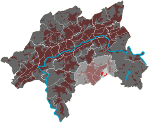 Lage des Quartiers Rehsiepen im Stadtbezirk Ronsdorf