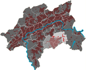 Lage des Quartiers Erbschlö-Linde im Stadtbezirk Ronsdorf