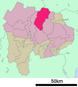 Lage Yamanashis in der Präfektur