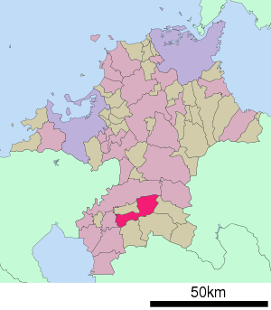 Lage Yames in der Präfektur