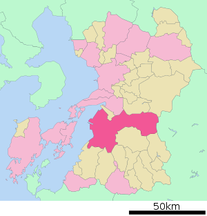 Lage Yatsushiros in der Präfektur