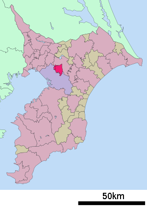 Lage Yotsukaidōs in der Präfektur