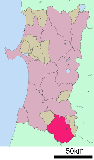 Lage Yuzawas in der Präfektur