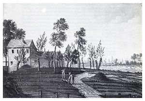 Ansicht der Fleschenburg von Osten, Gemälde von Johann Kaspar Zehender, 1771