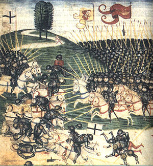 Illustration der Schlacht aus dem Luzerner Schilling von Diebold Schilling dem Jüngeren; um 1515