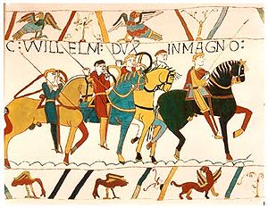 Ausschnitt des Wandteppichs von Bayeux