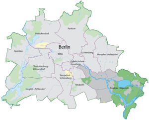 Lage des Bezirks Treptow-Köpenick in Berlin