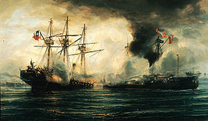 Seegefecht von Iquique. Gemälde von Thomas Somerscales.