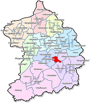 Lage von Rellinghausen im Stadtbezirk II Rüttenscheid/Bergerhausen/ Rellinghausen/Stadtwald