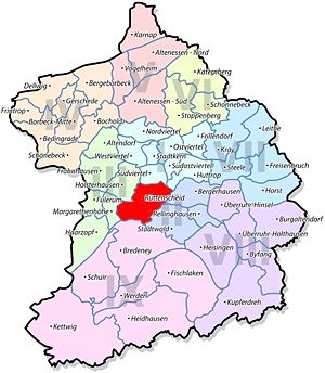Lage von Rüttenscheid im Stadtbezirk II Rüttenscheid/Bergerhausen/ Rellinghausen/Stadtwald