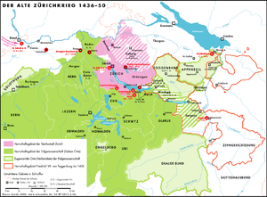 Übersichtskarte zum Alten Zürichkrieg